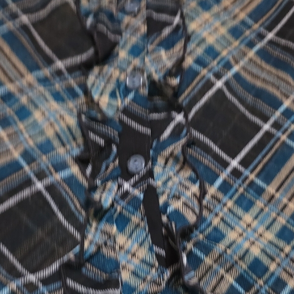 Blue Plaid Ruffle Button-Front Top - Picture 3 of 8
